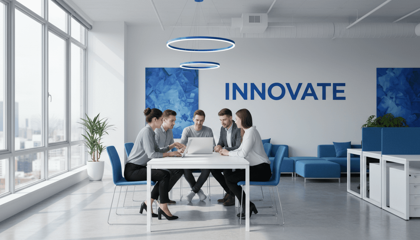 Professional team working together in modern office